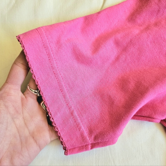 Lilly Pulitzer Vintage pink butterfly embroidered short sleeved top - Picture 3 of 7